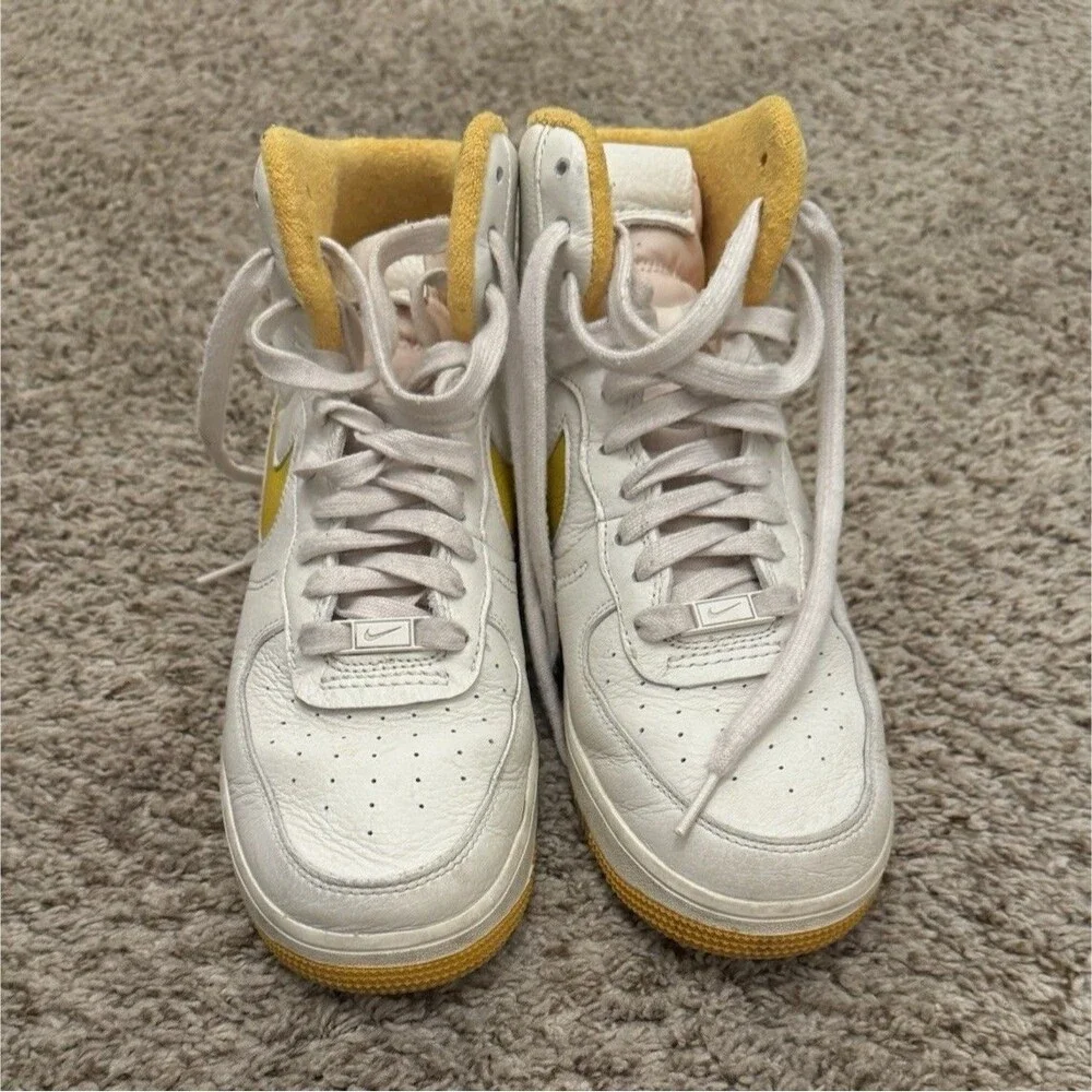 Nike Air Force 1 Sculpt Mid Top Leather Lace Up White/Yellow DC3590-001